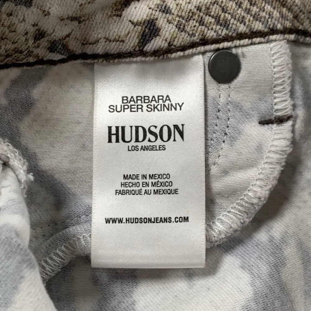 Hudson Barbara Super Skinny Snake Python‎ Print  Jeans Size 27 Stretch High Rise